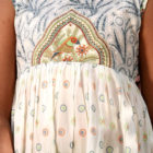 White Cotton Printed & Embroidered Frock for Junior Girls; Handicrafts; Kay Kraft; Bangladesh; Fashion; Textiles; Bangladeshi Fashion