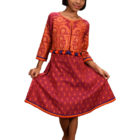Brick Red Cotton Printed Top for Junior Girls; Handicrafts; Kay Kraft; Bangladesh; Fashion; Textiles; Bangladeshi Fashion