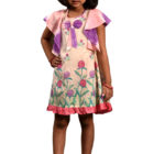 Peach Cotton Printed & Tie-Dyed Top for Junior Girls; Handicrafts; Kay Kraft; Bangladesh; Fashion; Textiles; Bangladeshi Fashion