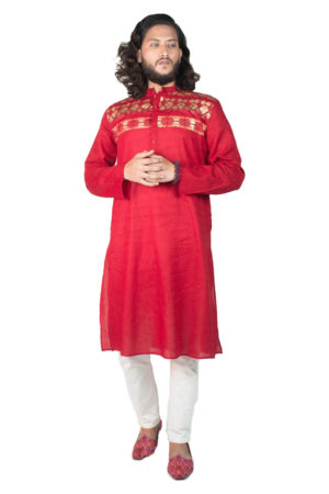 Red Printed Cotton Panjabi