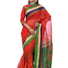 Red Half Silk Printed Saree