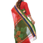 Red Half Silk Green Paar Printed Saree