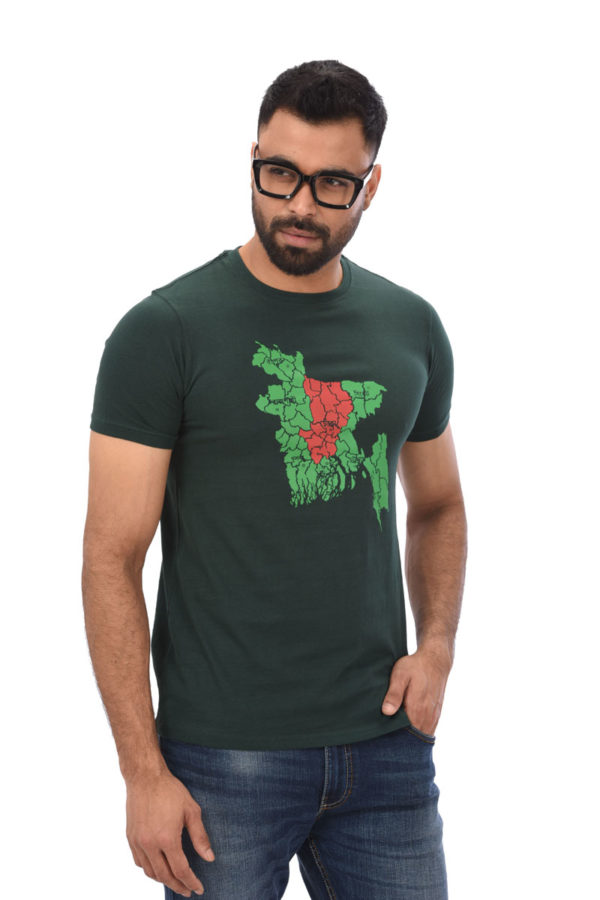 Green Cotton Printed T-Shirt