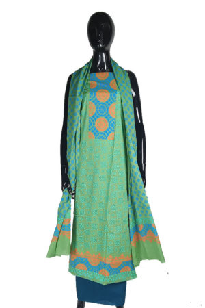 Parrot Green Handloom Cotton Salwar Kameez Set