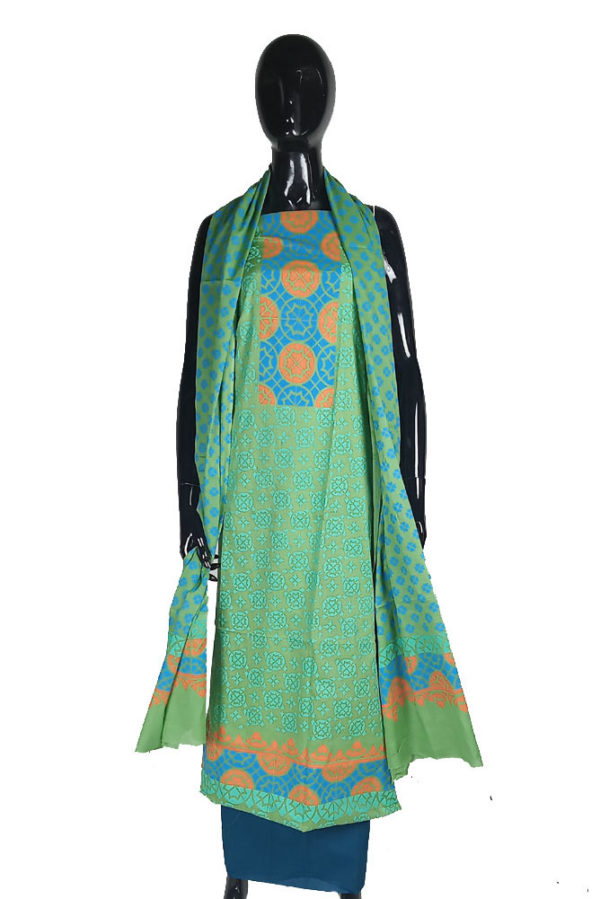 Parrot Green Handloom Cotton Salwar Kameez Set