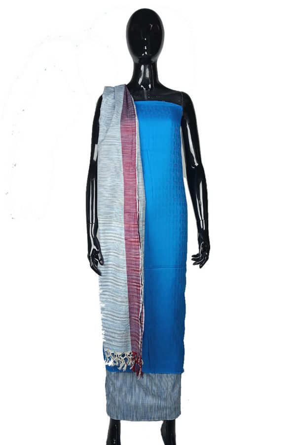 Blue Handloom Cotton Salwar Kameez Set