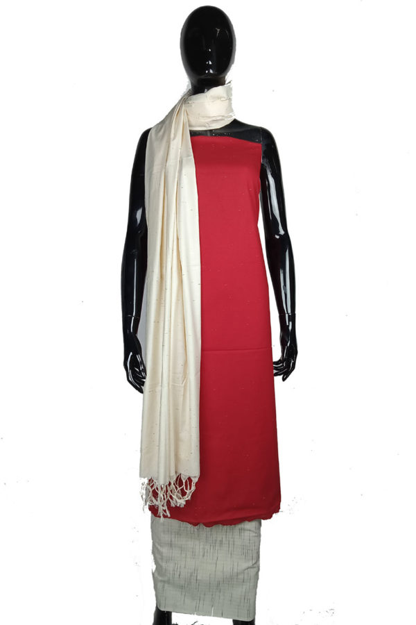 Red Handloom Cotton Salwar Kameez Set
