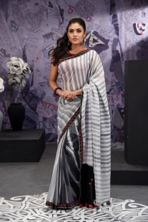 Cotton Printed & Embroidered Saree