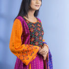 Purple Linen Printed & Hand Embroidered Salwar Kameez Set