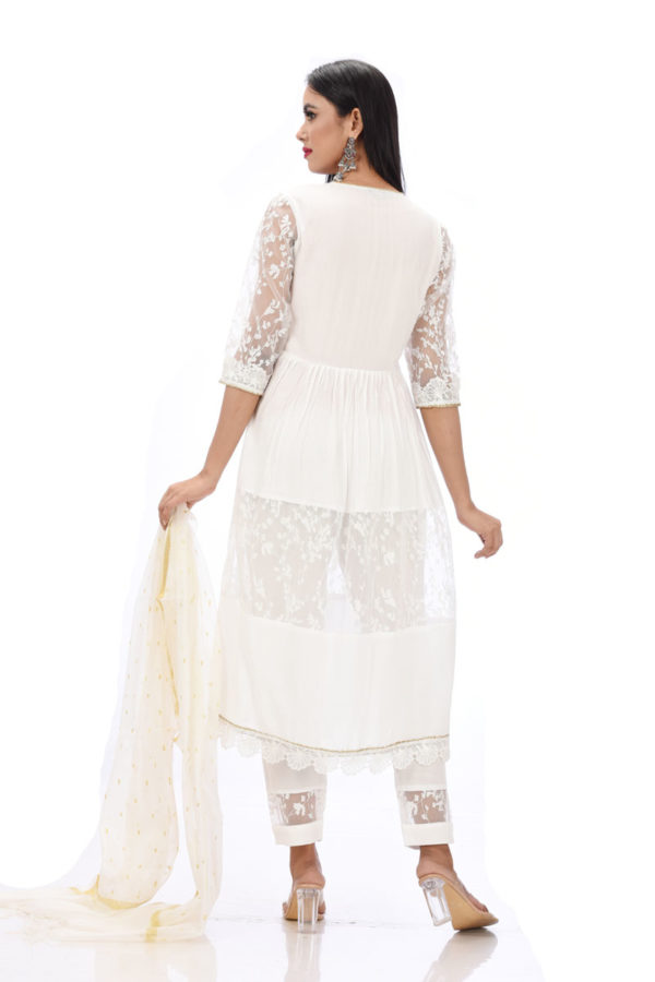 White Linen Embroidered Salwar Kameez set