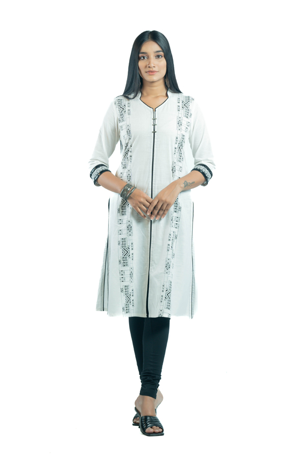 Buy White Pure Linen Embroidered Kurti - Buy Women Kurti in India | Kurta  neck design, Kurti neck designs, Dress neck designs