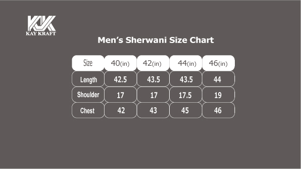 Mens Sherwani Size Chart