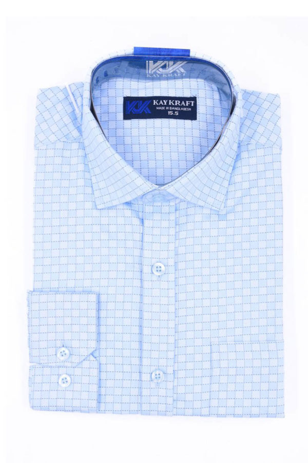 Sky Blue ‍Cotton Regular Fit Formal Shirt - KAY KRAFT