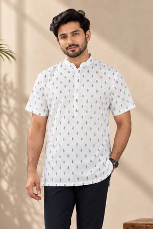 Off White Cotton Printed Fatua