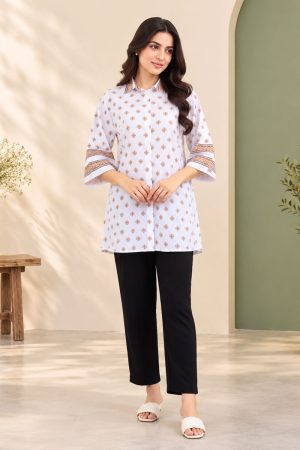 White Georgette Printed Top