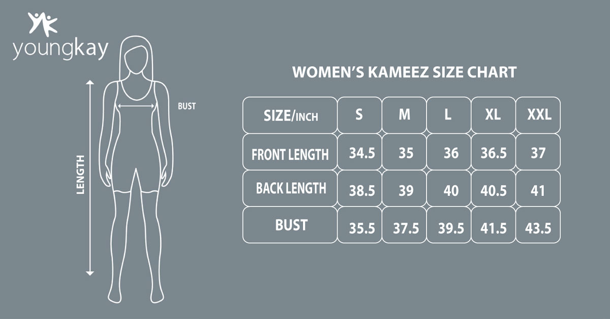 WOMENS KAMEEZ SIZE CHART WOMENS KAMEEZ SIZE CHART-YL-TPS-LN-198