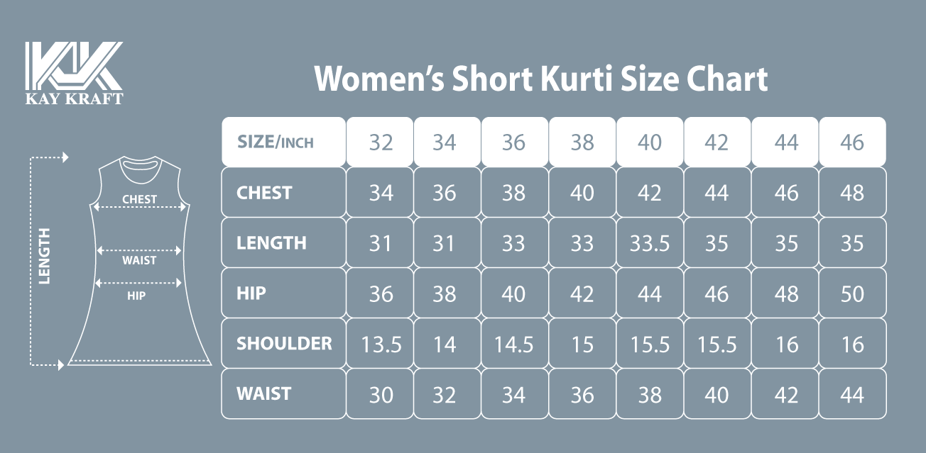 Women's short kurti size chart Women's short kurti size chart-TPS-SCT-1529